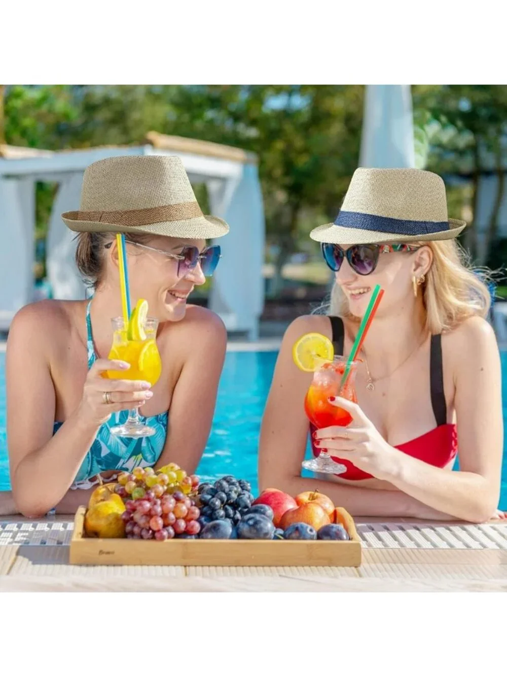 4 Pack Straw Fedora Hats for Men & Women - Classic Short Brim Panama Beach Hats